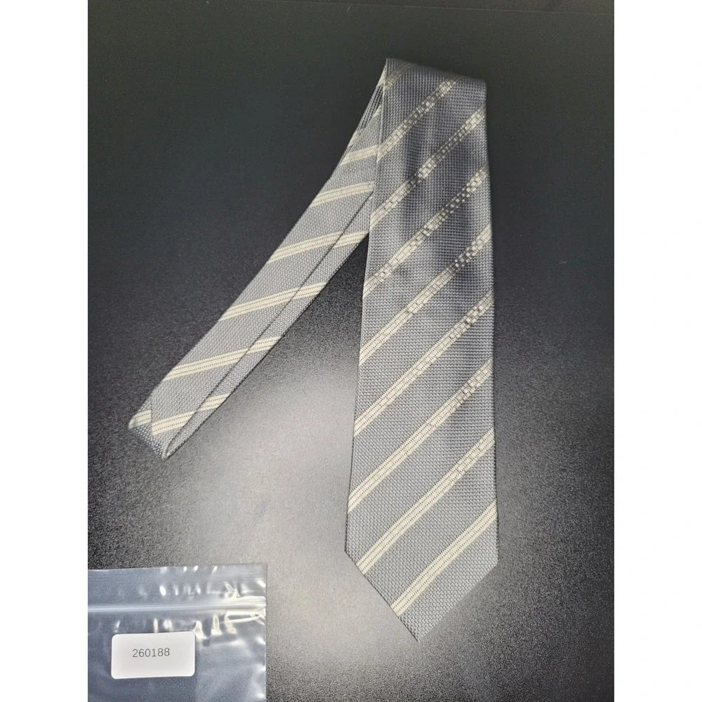 Vintage Giorgio Armani Classico Tie Grey Stripe 100% Silk Handmade Italy